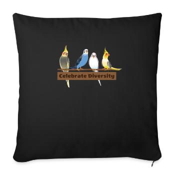 Geschenk für Wellensittichliebhaber | Lustig feiern - Sofakissenbezug 45 x 45 cm - Schwarz - Vorne