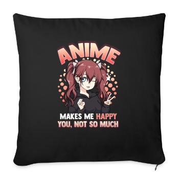 Anime me rend heureux vous pas tellement Pun Kawaii - Housse de coussin décorative 45 x 45 cm - noir - Devant