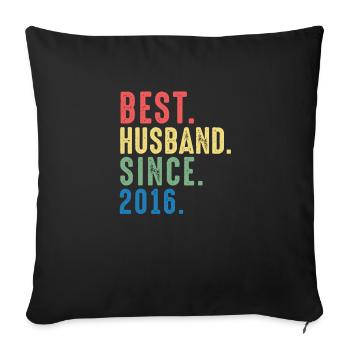 Best. Husband. Since. 2016 3rd Wedding - Sofa pillowcase 17,3'' x 17,3'' (45 x 45 cm) - black - Front