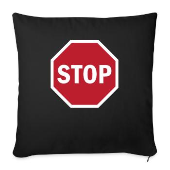 Panneau d'arrêt de la circulation routière rouge STOP Fun cadeau unique - Housse de coussin décorative 45 x 45 cm - noir - Devant