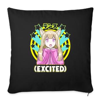 Anime Japanese Girl Manga Excited Face Cute Otaku - Sofa pillowcase 17,3'' x 17,3'' (45 x 45 cm) - black - Front