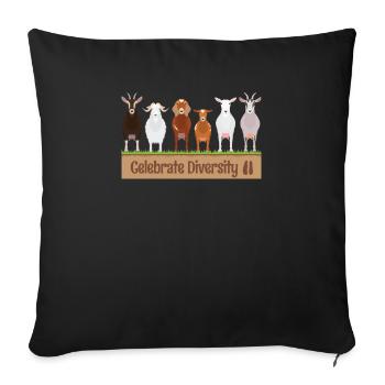 Gift for Goat Lovers | Funny Celebrate Diversity - Sofa pillowcase 17,3'' x 17,3'' (45 x 45 cm) - black - Front