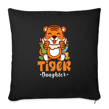 Tiger Daughter - Cute Girls Tiger Cub - Sofa pillowcase 17,3'' x 17,3'' (45 x 45 cm) - black - Front