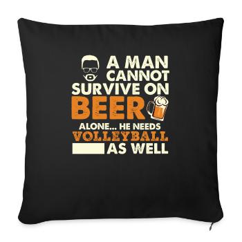 Un homme ne peut survivre avec la bière dont il a besoin - Housse de coussin décorative 45 x 45 cm - noir - Devant