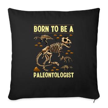 Drôle né pour être un chasseur de dinosaures paléontologue - Housse de coussin décorative 45 x 45 cm - noir - Devant