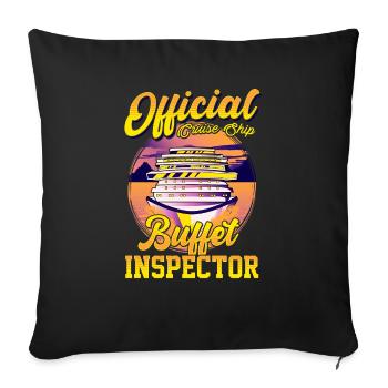 Drôle de bateau de croisière officiel Buffet Inspecteur Pun - Housse de coussin décorative 45 x 45 cm - noir - Devant