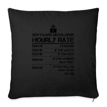 Cadeau de taux horaire de développeur de logiciel drôle pour lui - Housse de coussin décorative 45 x 45 cm - noir - Devant
