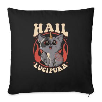 Cute & Funny Satanic Hail Lucipurr Rainbow Kitty - Sofa pillowcase 17,3'' x 17,3'' (45 x 45 cm) - black - Front