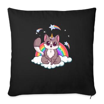 Rainbow Meowgical Caticorn Majestic Cute Cat - Sofa pillowcase 17,3'' x 17,3'' (45 x 45 cm) - black - Front