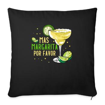 Mignon et drôle Mas Margarita Por Favor Cocktail Pun - Housse de coussin décorative 45 x 45 cm - noir - Devant