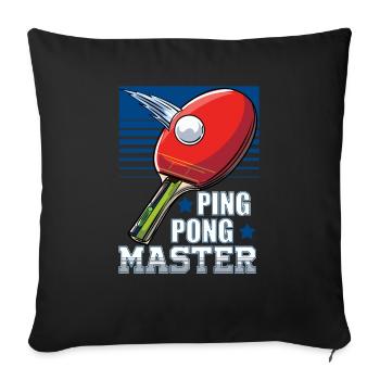 Joueur drôle de tennis de table de maître de ping-pong - Housse de coussin décorative 45 x 45 cm - noir - Devant