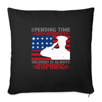 Spending time with america's soldiers is always - Sofa pillowcase 17,3'' x 17,3'' (45 x 45 cm) - black - Front