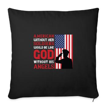 Américaine sans ses soldats serait comme Dieu - Housse de coussin décorative 45 x 45 cm - noir - Devant