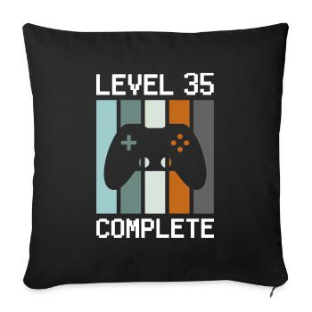 Niveau 35 Anniversaire complet du joueur 35 ans - Housse de coussin décorative 45 x 45 cm - noir - Devant