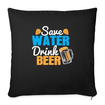 Économisez de l’eau, buvez de la bière - Housse de coussin décorative 45 x 45 cm - noir - Devant