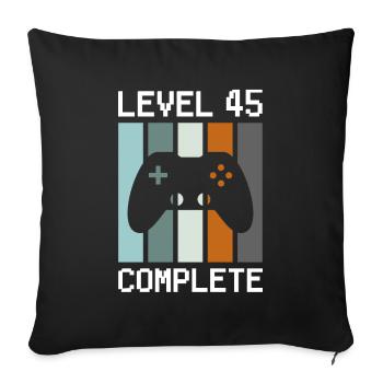 Anniversaire du joueur Niveau 45 Terminé - Housse de coussin décorative 45 x 45 cm - noir - Devant