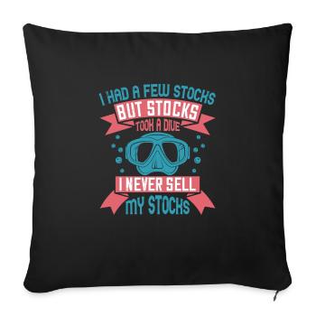 J’avais quelques actions, mais les actions ont plongé. Je - Housse de coussin décorative 45 x 45 cm - noir - Devant