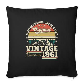 Original December 1961 61st birthday gift - Sofa pillowcase 17,3'' x 17,3'' (45 x 45 cm) - black - Front