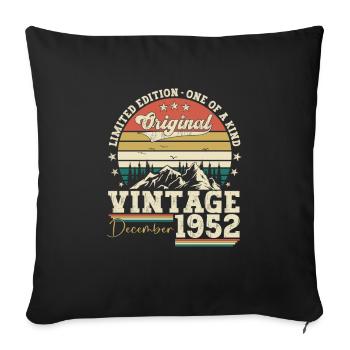 Cadeau original du 70e anniversaire de décembre 1952 - Housse de coussin décorative 45 x 45 cm - noir - Devant