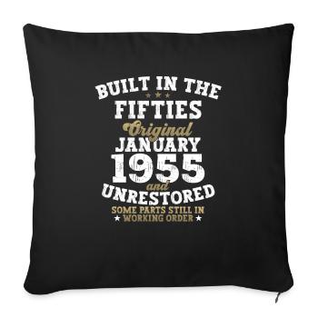 Jahrgang 1955 Januar 68. Geburtstag Geschenk Mann - Sofakissenbezug 45 x 45 cm - Schwarz - Vorne
