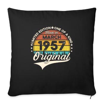 66e anniversaire Mann Original March Né en 1957 - Housse de coussin décorative 45 x 45 cm - noir - Devant