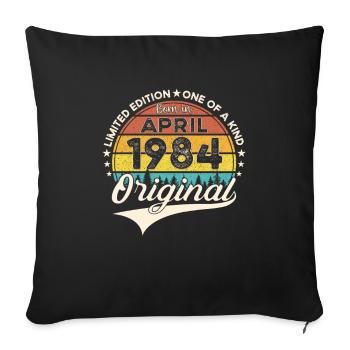 39e anniversaire homme April Né 1984 Original - Housse de coussin décorative 45 x 45 cm - noir - Devant