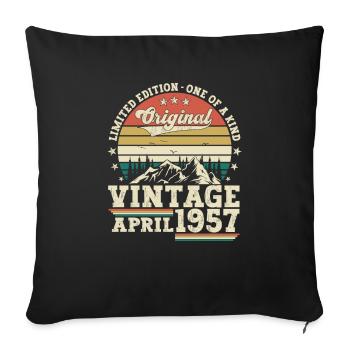 66th birthday Mann Original April Born 1957 - Sofa pillowcase 17,3'' x 17,3'' (45 x 45 cm) - black - Front