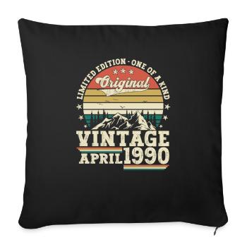 33rd Birthday Man Original April Vintage 1990 - Sofa pillowcase 17,3'' x 17,3'' (45 x 45 cm) - black - Front