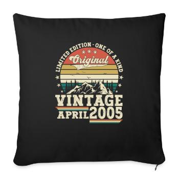 18th birthday man Original April vintage 2005 - Sofa pillowcase 17,3'' x 17,3'' (45 x 45 cm) - black - Front