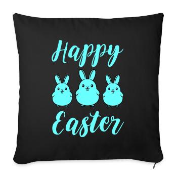 Joyeux lapins de Pâques - Housse de coussin décorative 45 x 45 cm - noir - Devant