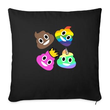 Häufchen Emoji Albern Lustig Verrückt Geschenk - Sofakissenbezug 45 x 45 cm - Schwarz - Vorne