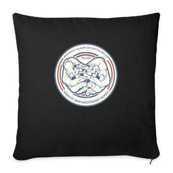 PILLEN | Lustiger Spruch Hände Tabletten - Sofakissenbezug 45 x 45 cm - Schwarz - Vorne