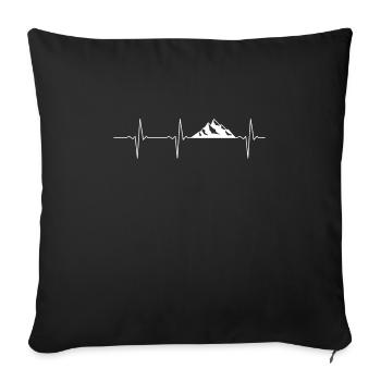 Rythme cardiaque, montagnes, montagnes, fréquence cardiaque, pouls - Housse de coussin décorative 45 x 45 cm - noir - Devant