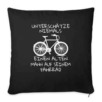 Fahrrad Alter Mann Rentner Pedelec Lustig Geschenk - Sofakissenbezug 45 x 45 cm - Schwarz - Vorne