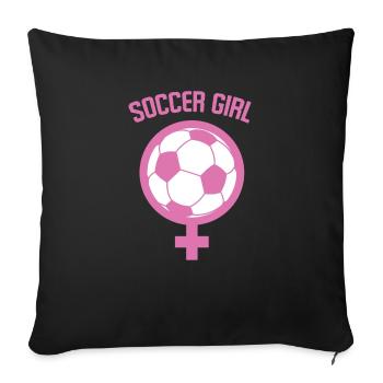 le football féminin - Housse de coussin décorative 45 x 45 cm - noir - Devant