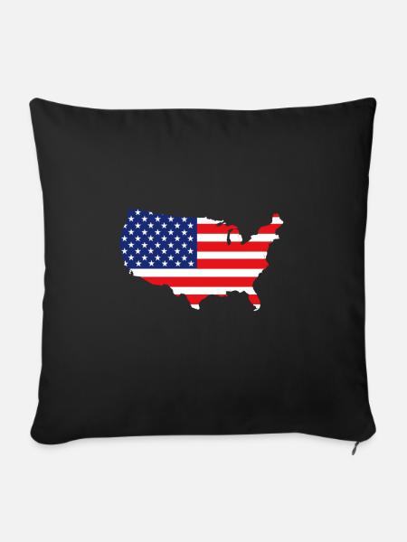USA Map - Sofakissenbezug 45 x 45 cm - Schwarz