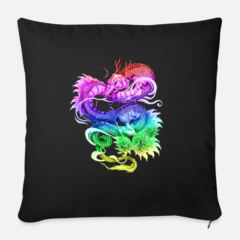 Dragon - Drachen Drache design fancy - Sofakissenbezug 45 x 45 cm - Schwarz