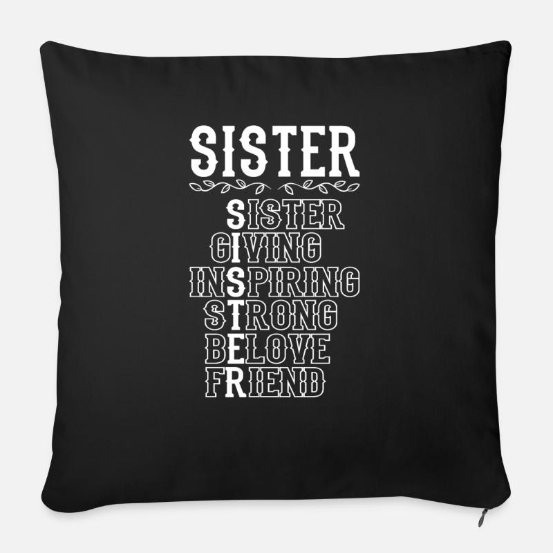 Schwester - Sofakissenbezug 45 x 45 cm - Schwarz