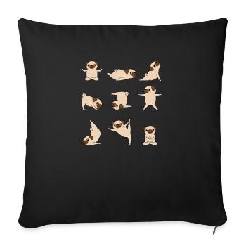 Yoga Pug Dogs Funny - Sofa pillowcase 17,3'' x 17,3'' (45 x 45 cm) - black - Front