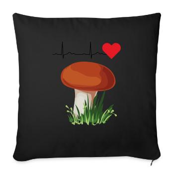 Porcini Mushrooms pick mushroom picker mushroom ECG - Sofa pillowcase 17,3'' x 17,3'' (45 x 45 cm) - black - Front
