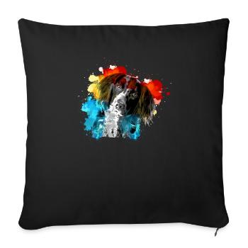 Small Muensterlaender Watercolor Colorful Dog - Sofa pillowcase 17,3'' x 17,3'' (45 x 45 cm) - black - Front