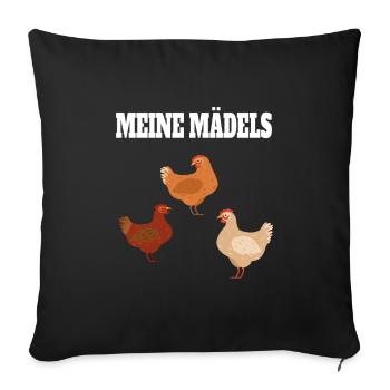Huhn Lustig Spruch Geschenkidee Bauer Hühner - Sofakissenbezug 45 x 45 cm - Schwarz - Vorne