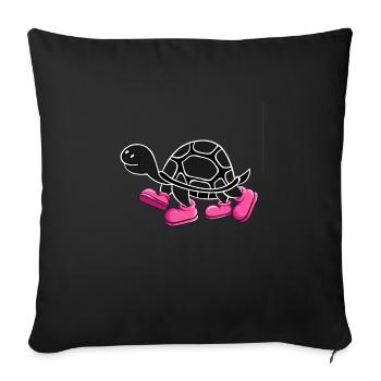 Turtle with pink shoes - Sofa pillowcase 17,3'' x 17,3'' (45 x 45 cm) - black - Front