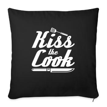 Funny Cook Cooking Quote Quote Kiss The Cook - Sofa pillowcase 17,3'' x 17,3'' (45 x 45 cm) - black - Front