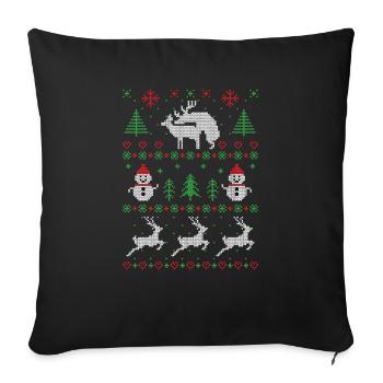 Cadeau drôle de pull moche de sexe de Noël - Housse de coussin décorative 45 x 45 cm - noir - Devant