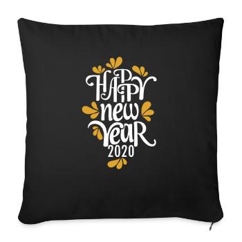 Bonne année 2020 feux d'artifice arrondis - Housse de coussin décorative 45 x 45 cm - noir - Devant