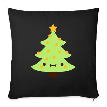 Christmas tree with face - Sofa pillowcase 17,3'' x 17,3'' (45 x 45 cm) - black - Front
