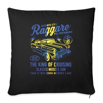 Raggare Suède Cruising King T Shirt Design - Housse de coussin décorative 45 x 45 cm - noir - Devant