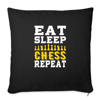 Eat sleep chess repeat - Sofa pillowcase 17,3'' x 17,3'' (45 x 45 cm) - black - Front