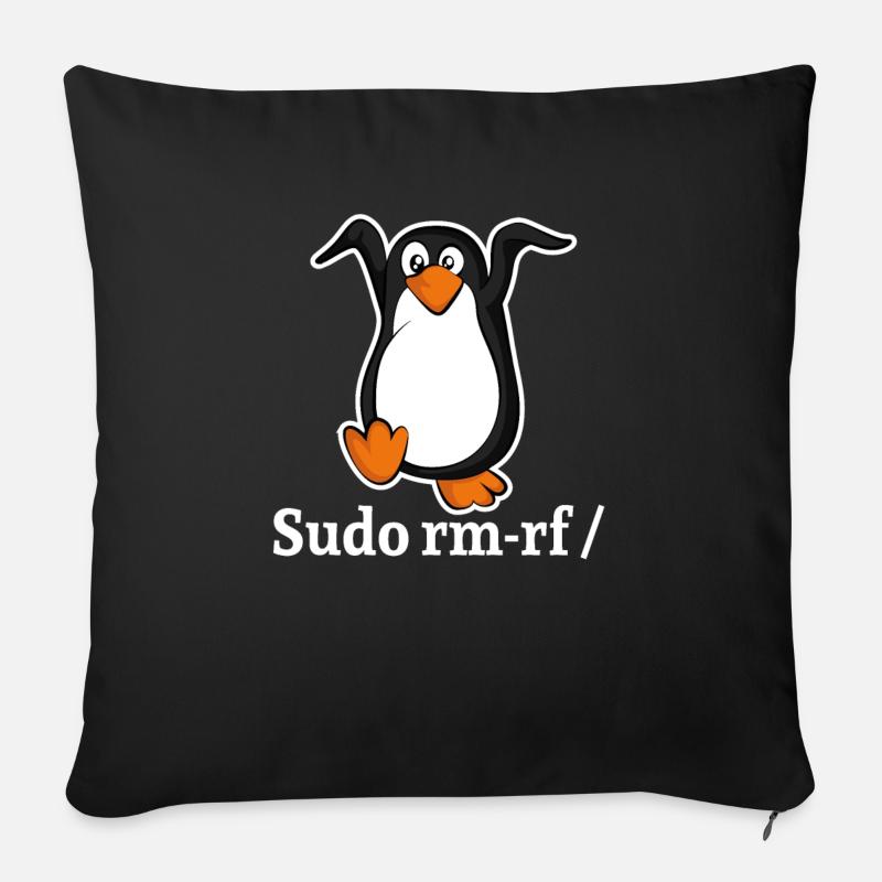 Tux Linux Pinguin Sudo Rm Rf | Computerfreak Hack - Sofakissenbezug 45 x 45 cm - Schwarz